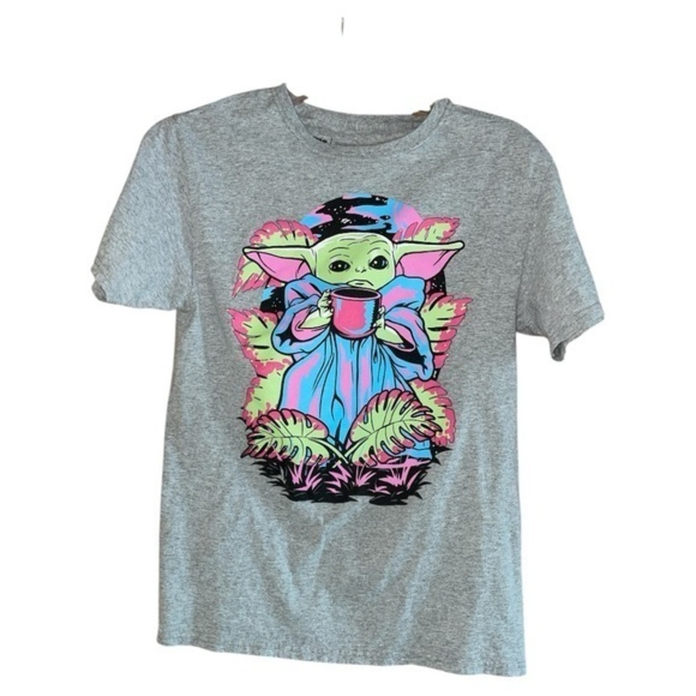 Neff x Star Wars The Mandalorian Grogu Graphic Tee‎ Shirt Gray Mens Size Small